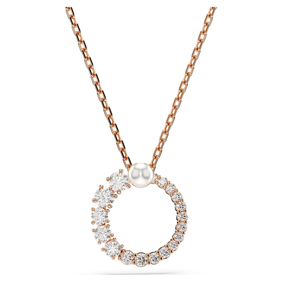 Swarovski Matrix pendant Crystal pearl, Round cut, White, 18K rose gold finish
