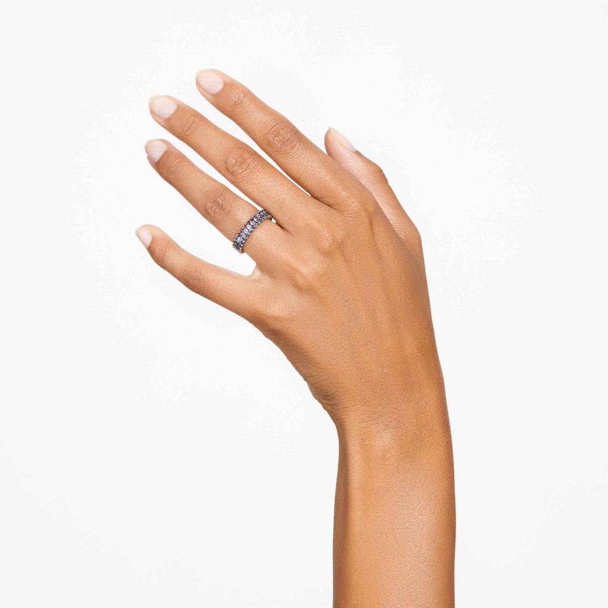 Swarovski Matrix ring with pink baguette-cut accents and an 18K rose gold finish