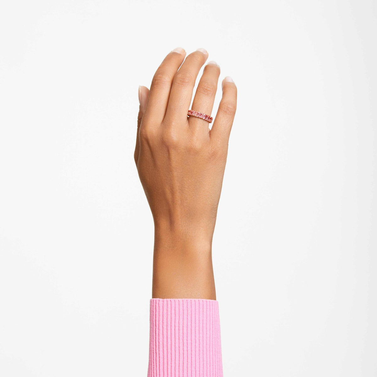 Swarovski Matrix ring with multicolored baguette-cut accents and an 18K gold finish