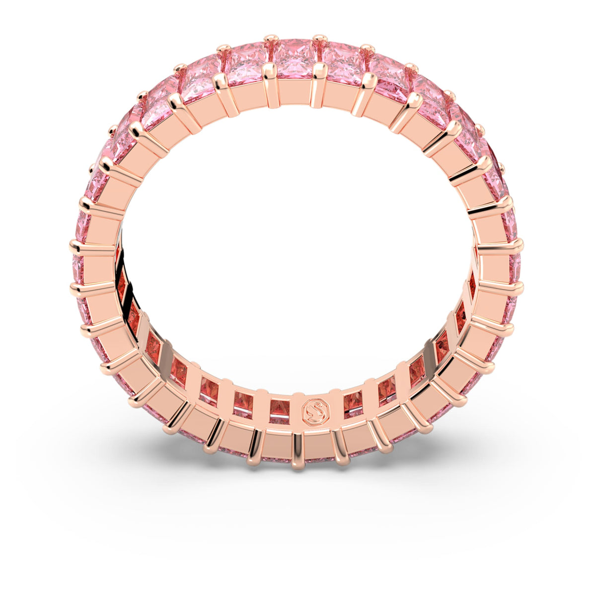 Swarovski Matrix ring with pink baguette-cut accents and an 18K rose gold finish