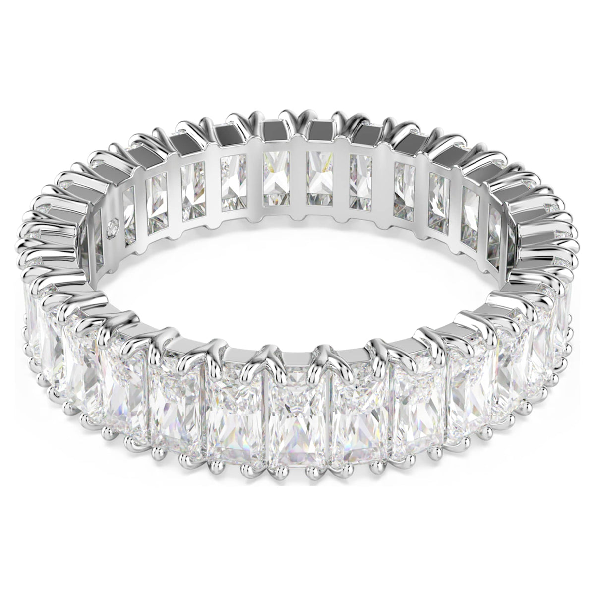 Swarovski Matrix ring Baguette cut, White, Silver-tone finish