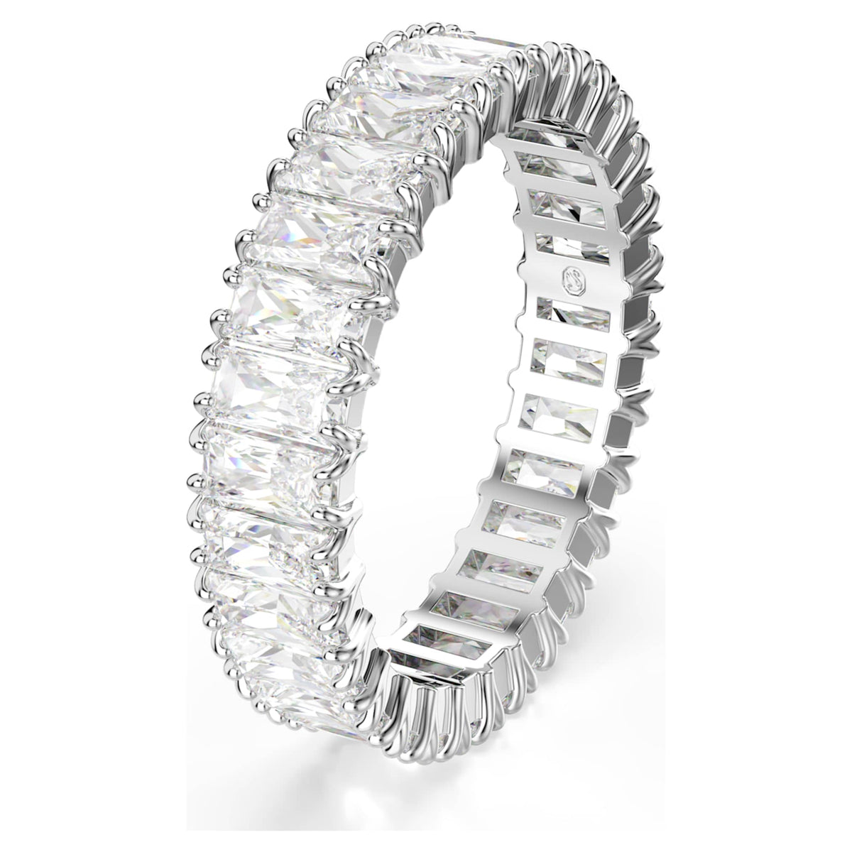 Swarovski Matrix ring Baguette cut, White, Silver-tone finish
