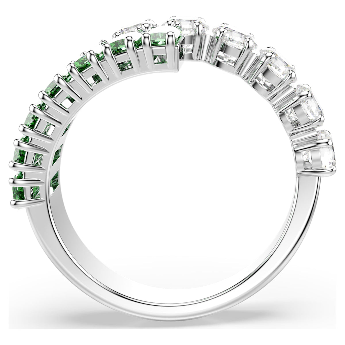 Swarovski Matrix ring Mixed cuts, Green, Rhodium plated