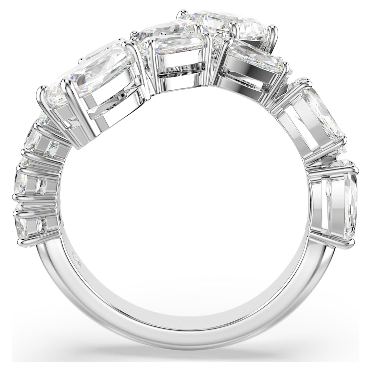 Swarovski Matrix ring Mixed cuts, White, Rhodium plated