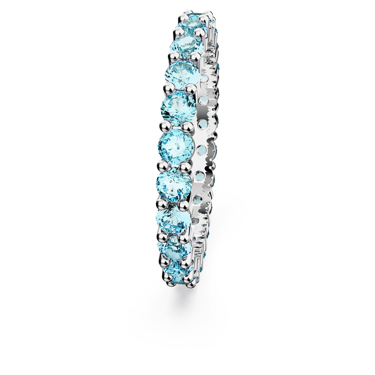 Swarovski Matrix ring with blue round-cut accents and rhodium plating