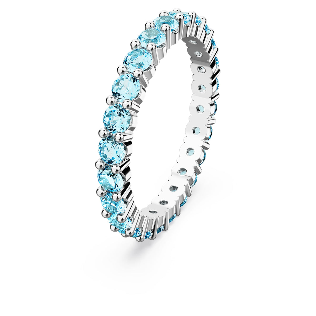 Swarovski Matrix ring with blue round-cut accents and rhodium plating