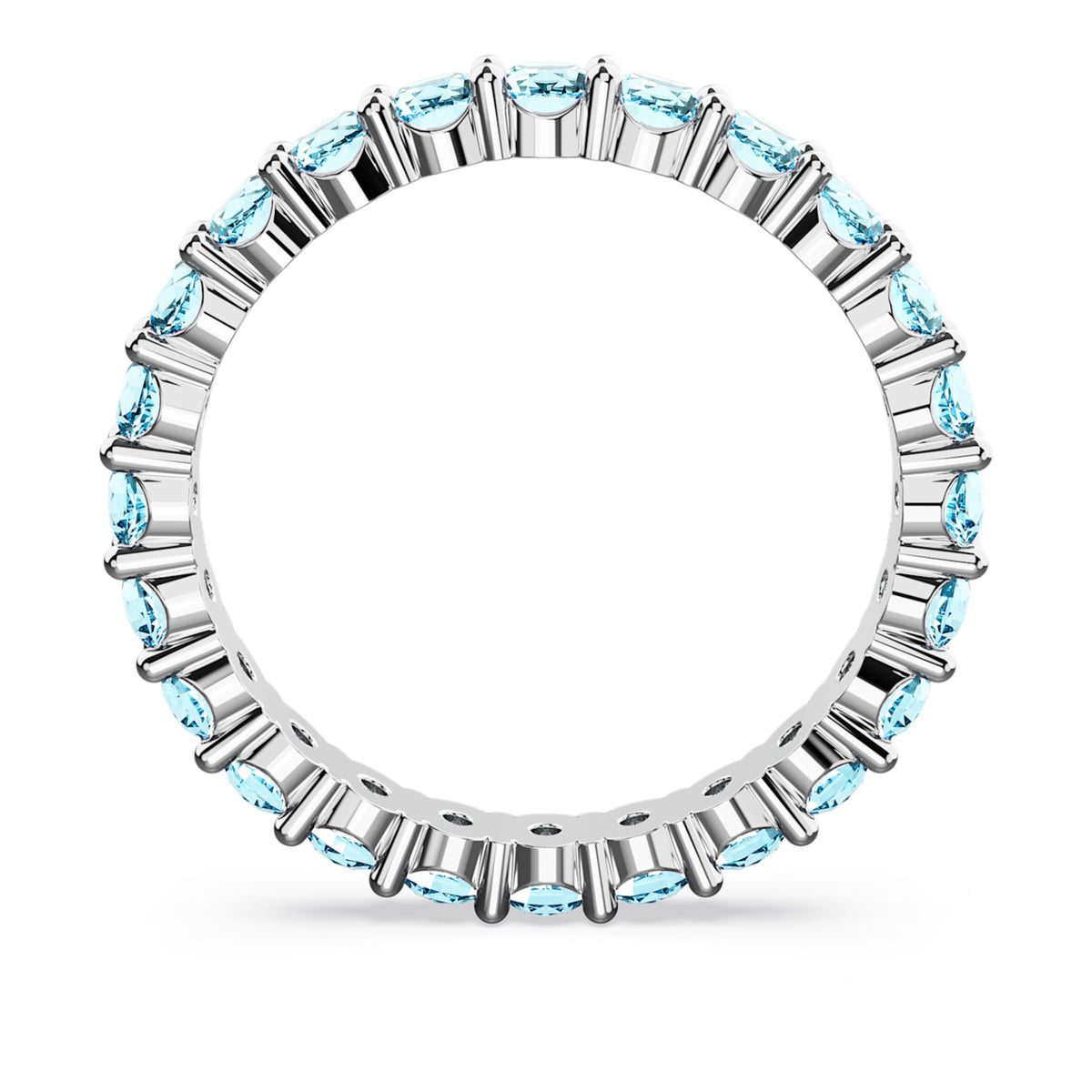 Swarovski Matrix ring with blue round-cut accents and rhodium plating