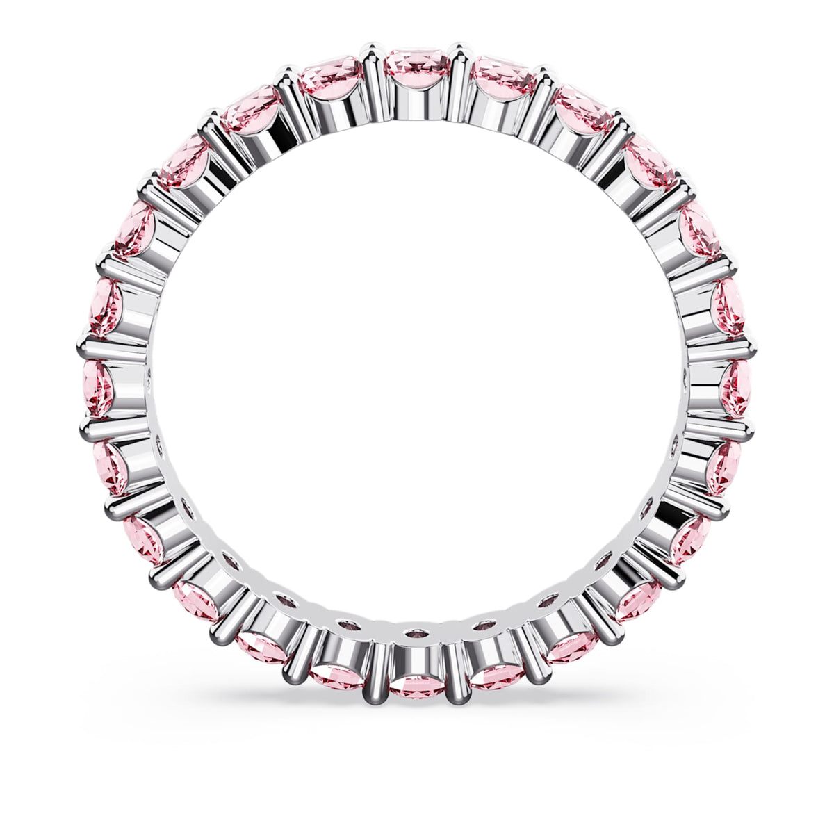 Swarovski Matrix ring with pink round-cut accents and rhodium plating