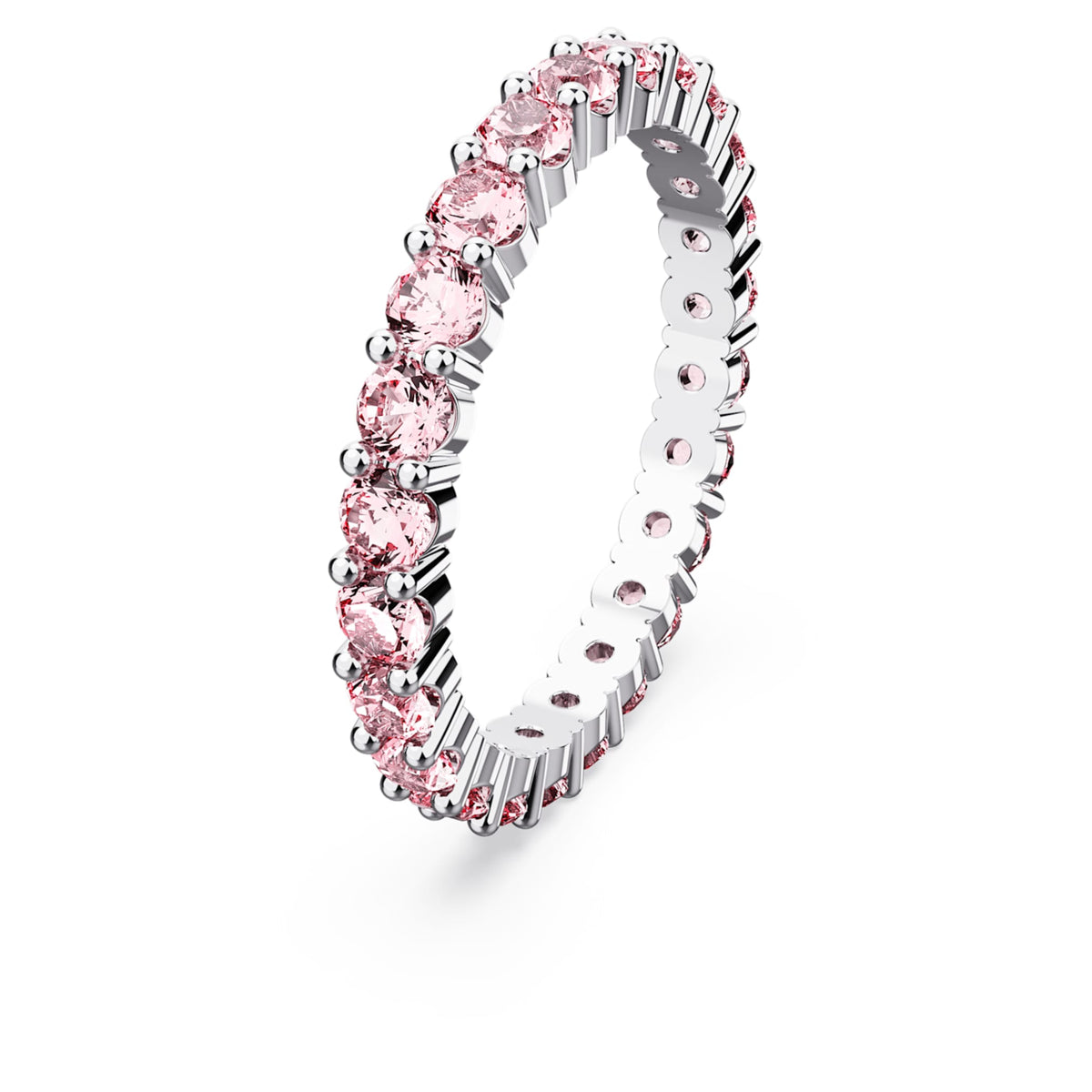 Swarovski Matrix ring with pink round-cut accents and rhodium plating