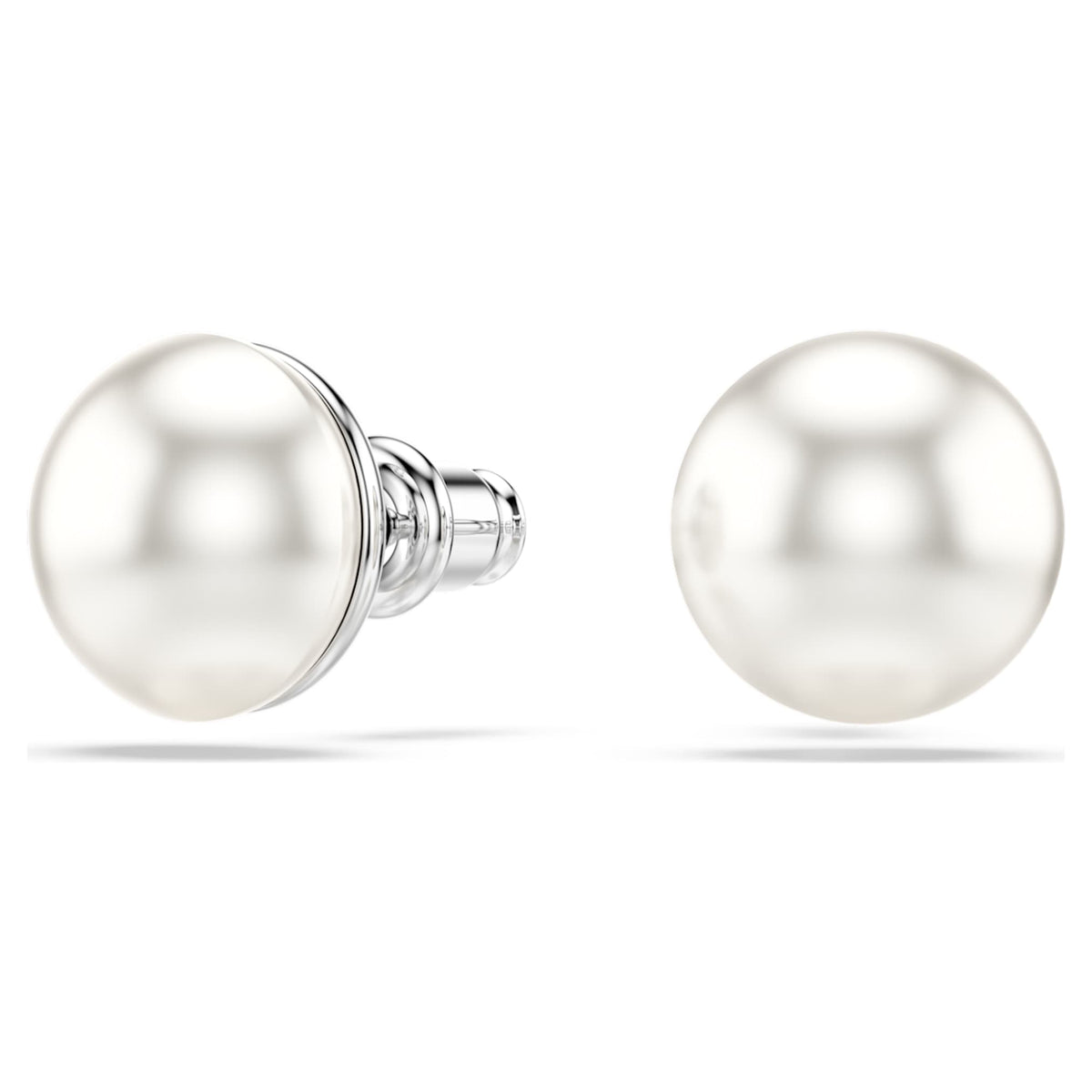 Swarovski Matrix stud earrings Crystal pearl, White, Rhodium plated