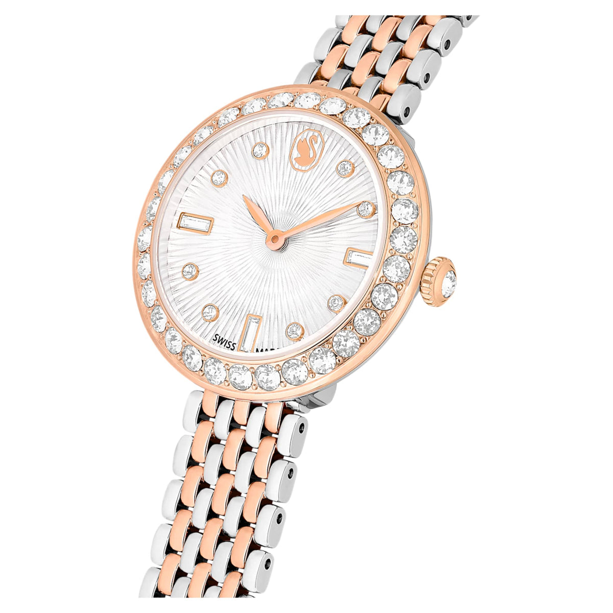 Swarovski Matrix tennis 7-link watch Swiss Made, Metal bracelet, Rose gold tone, Mixed metal finish