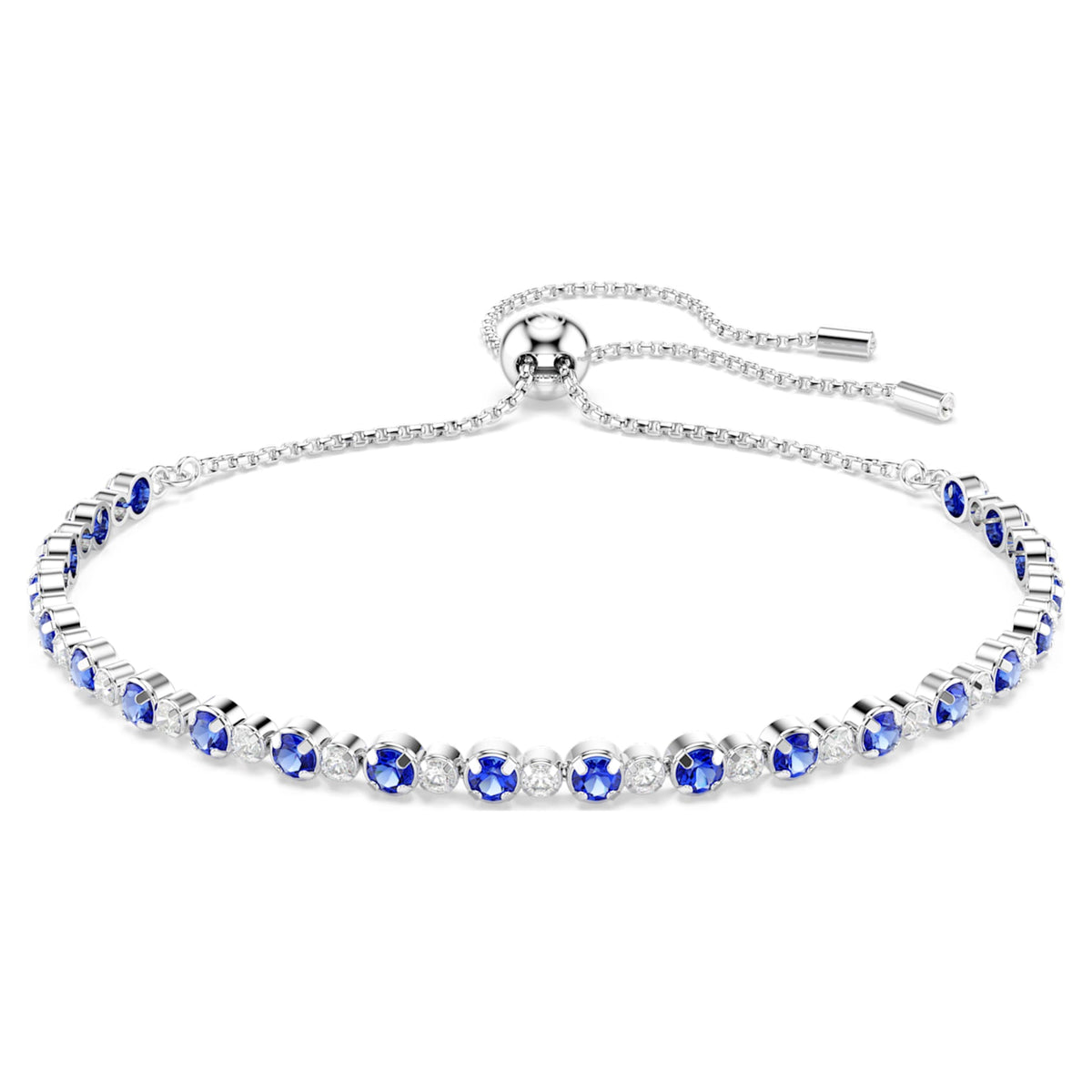 Swarovski Matrix Tennis bracelet Mixed round cuts, Blue, Rhodium plated