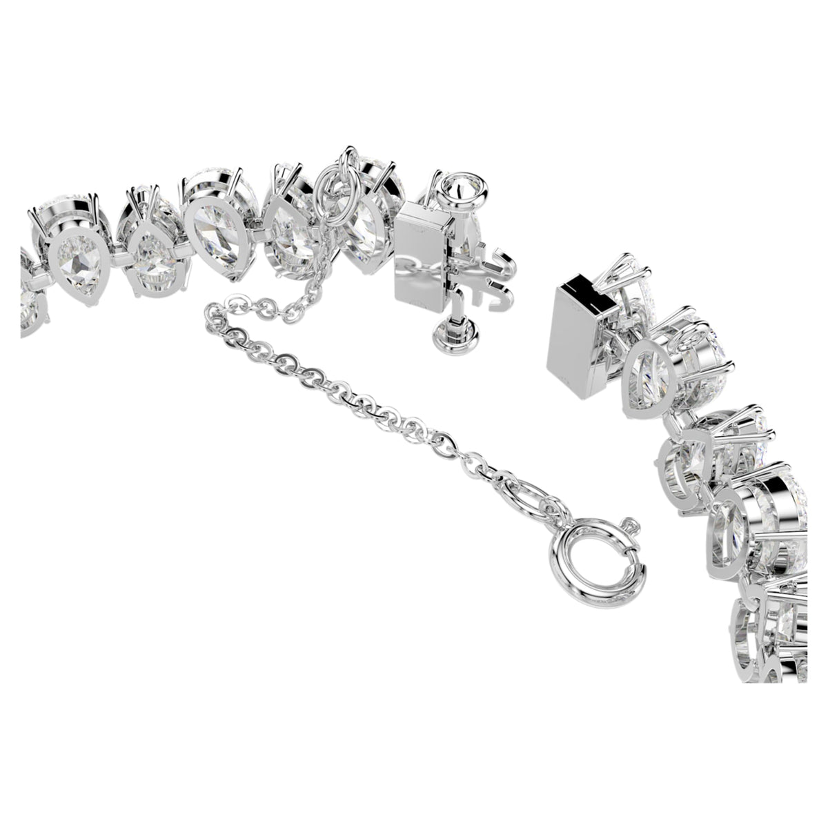 Swarovski Matrix Tennis bracelet with white pear-cut accents and rhodium plating