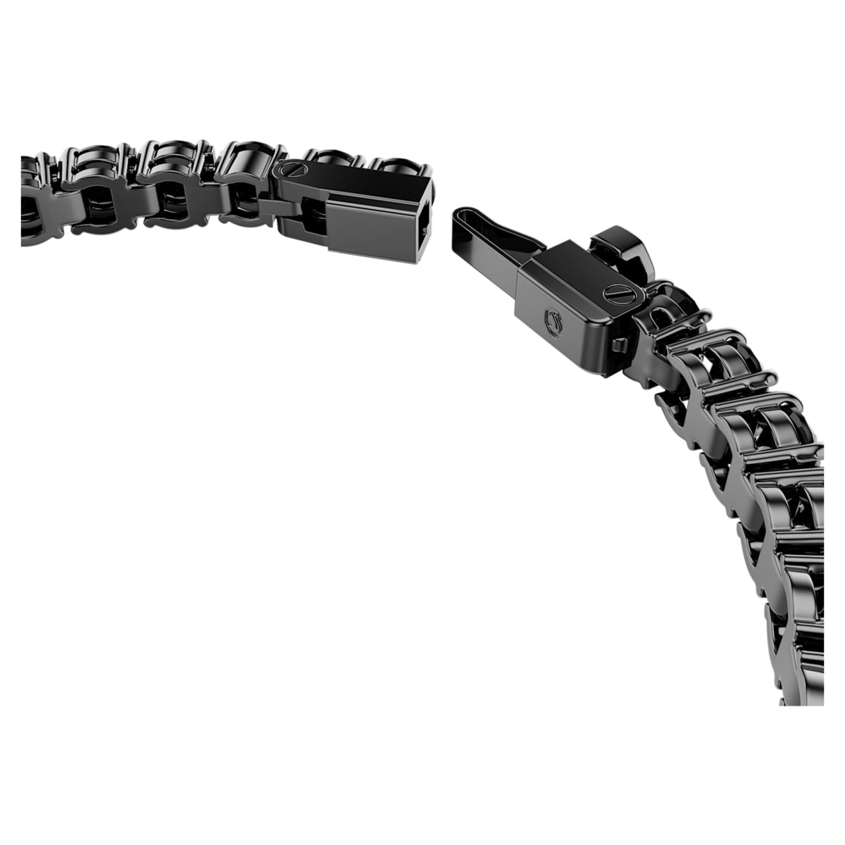 Swarovski Matrix Tennis bracelet with black round-cut accents and ruthenium plating
