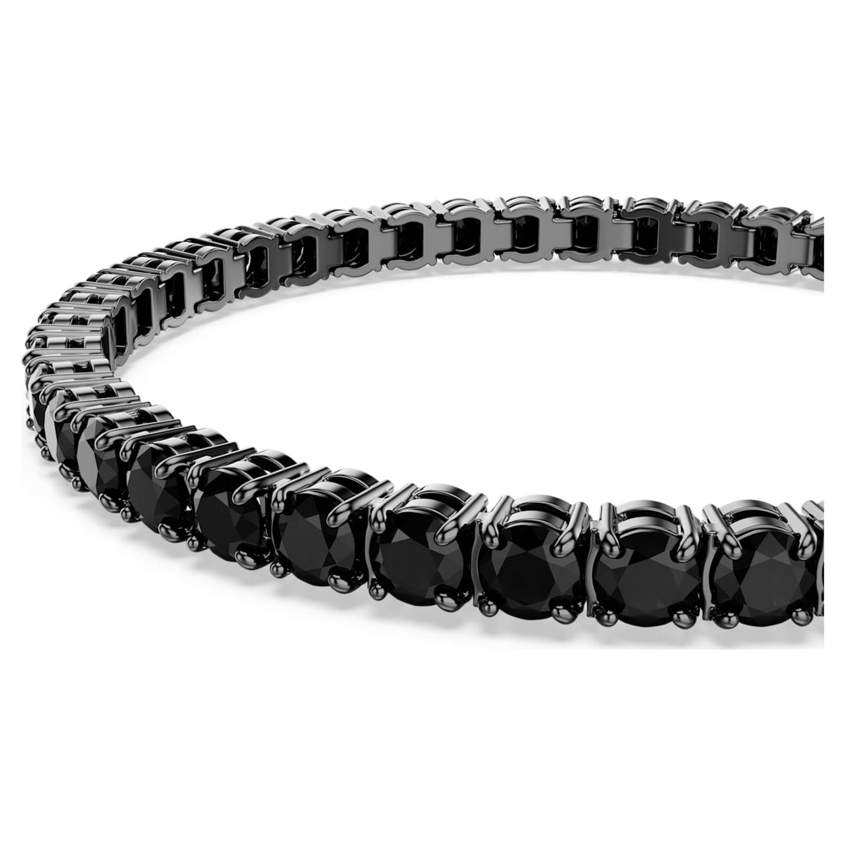 Swarovski Matrix Tennis bracelet with black round-cut accents and ruthenium plating