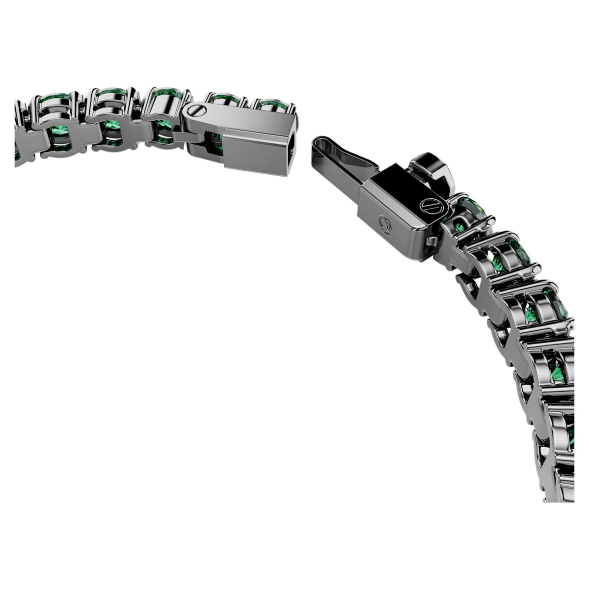 Swarovski Matrix Tennis bracelet Round cut, Green, Ruthenium plated