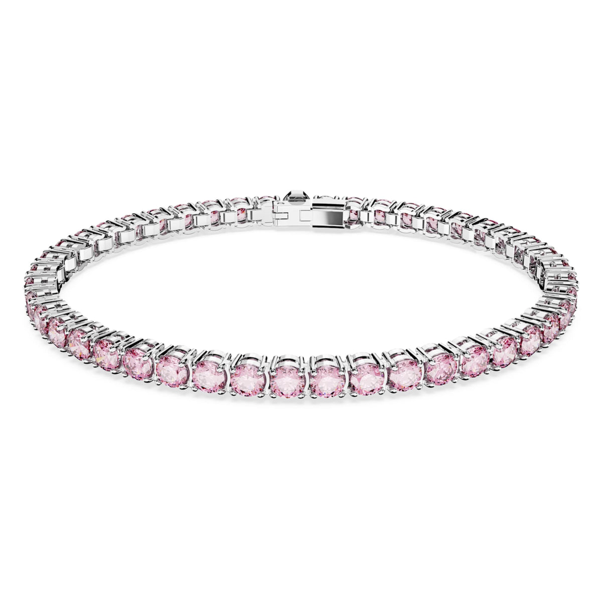 Swarovski Matrix Tennis bracelet with pink round-cut accents and rhodium plating