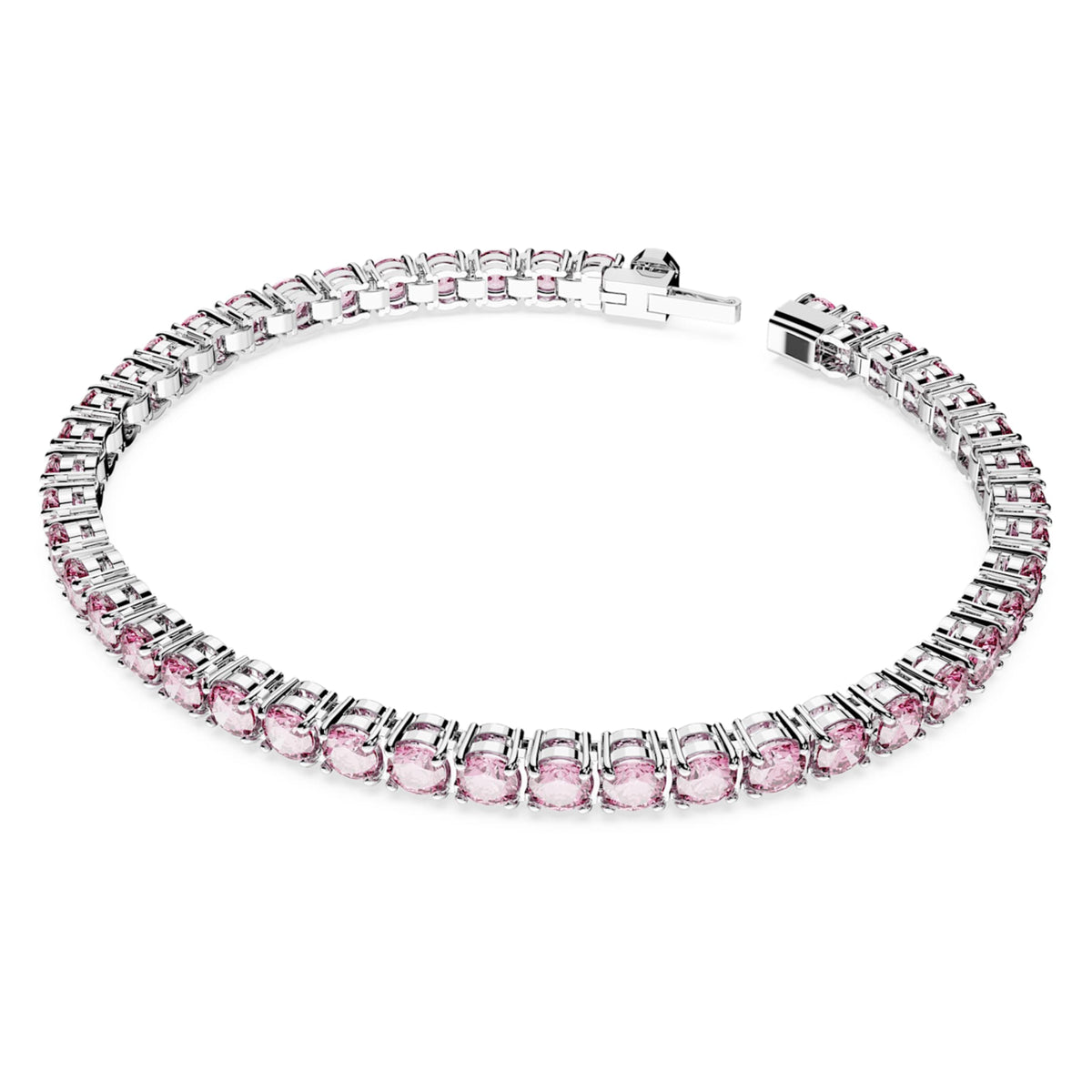 Swarovski Matrix Tennis bracelet with pink round-cut accents and rhodium plating