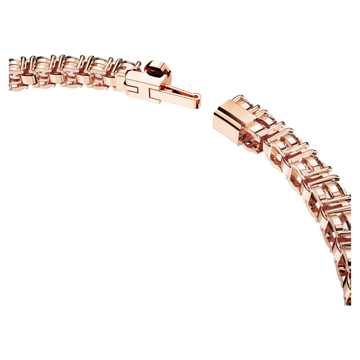 Swarovski Matrix Tennis bracelet with white round-cut accents and an 18K rose gold finish