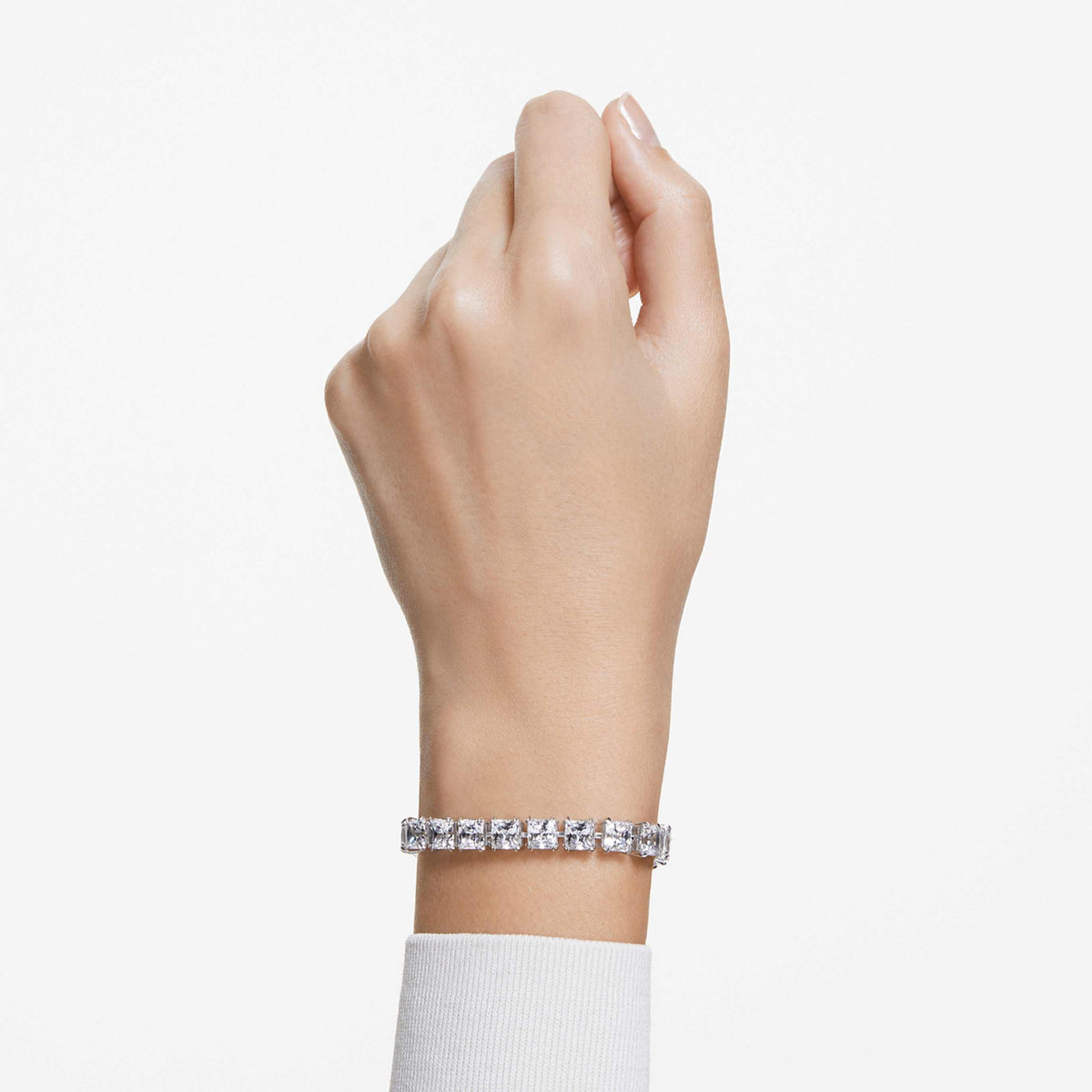 Swarovski Matrix Tennis bracelet White, Rhodium plated
