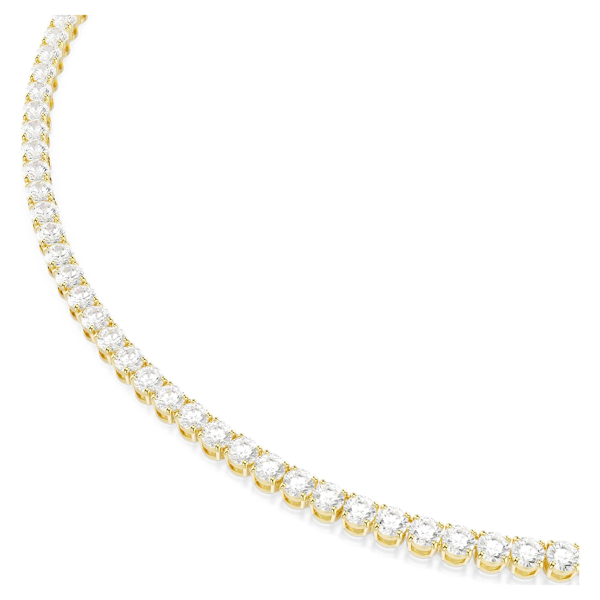 Swarovski Matrix Tennis necklace with white round-cut accents and an 18K gold finish