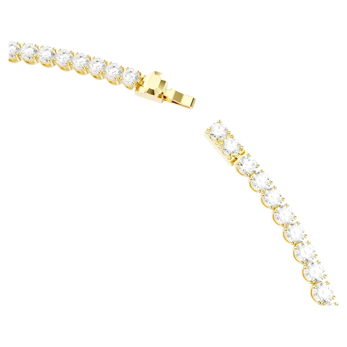 Swarovski Matrix Tennis necklace with white round-cut accents and an 18K gold finish
