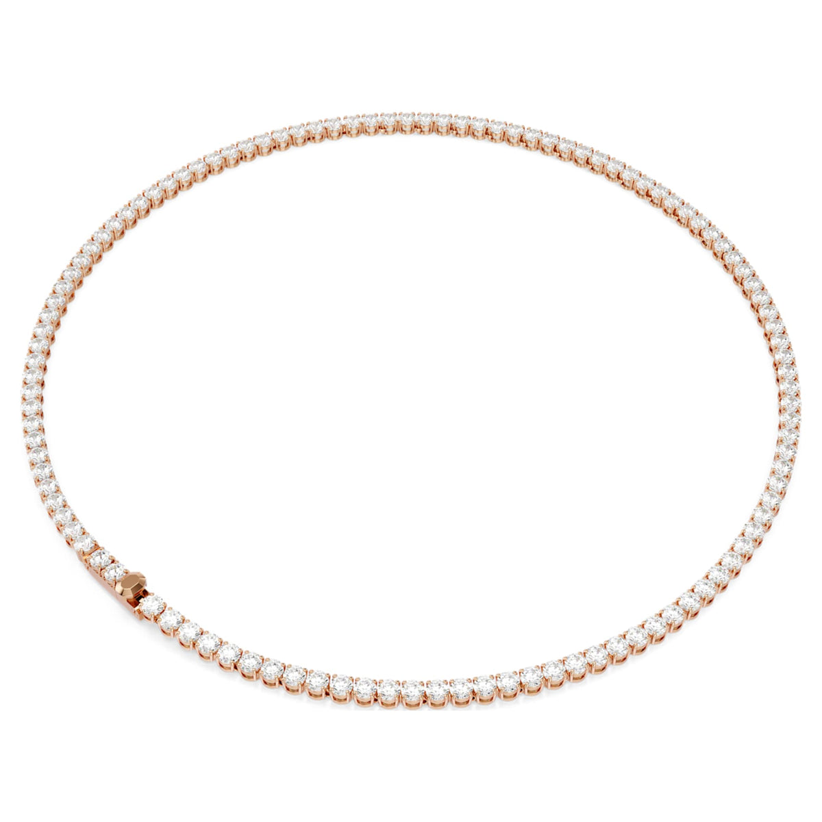 Swarovski Matrix Tennis necklace Round cut, White, 18K rose gold finish
