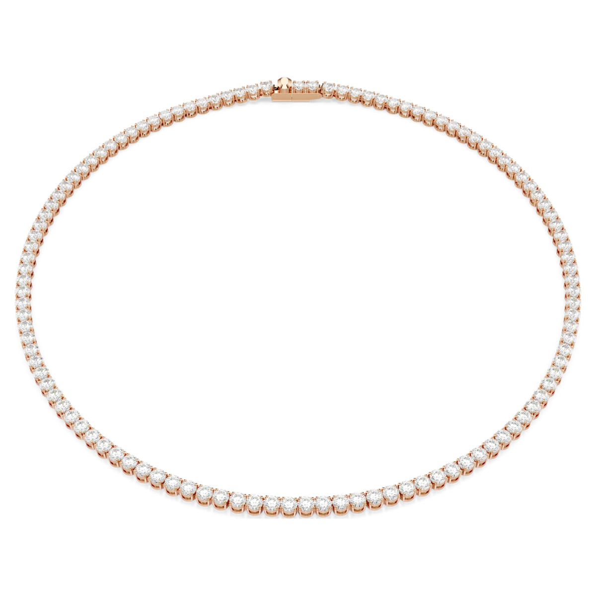 Swarovski Matrix Tennis necklace Round cut, White, 18K rose gold finish