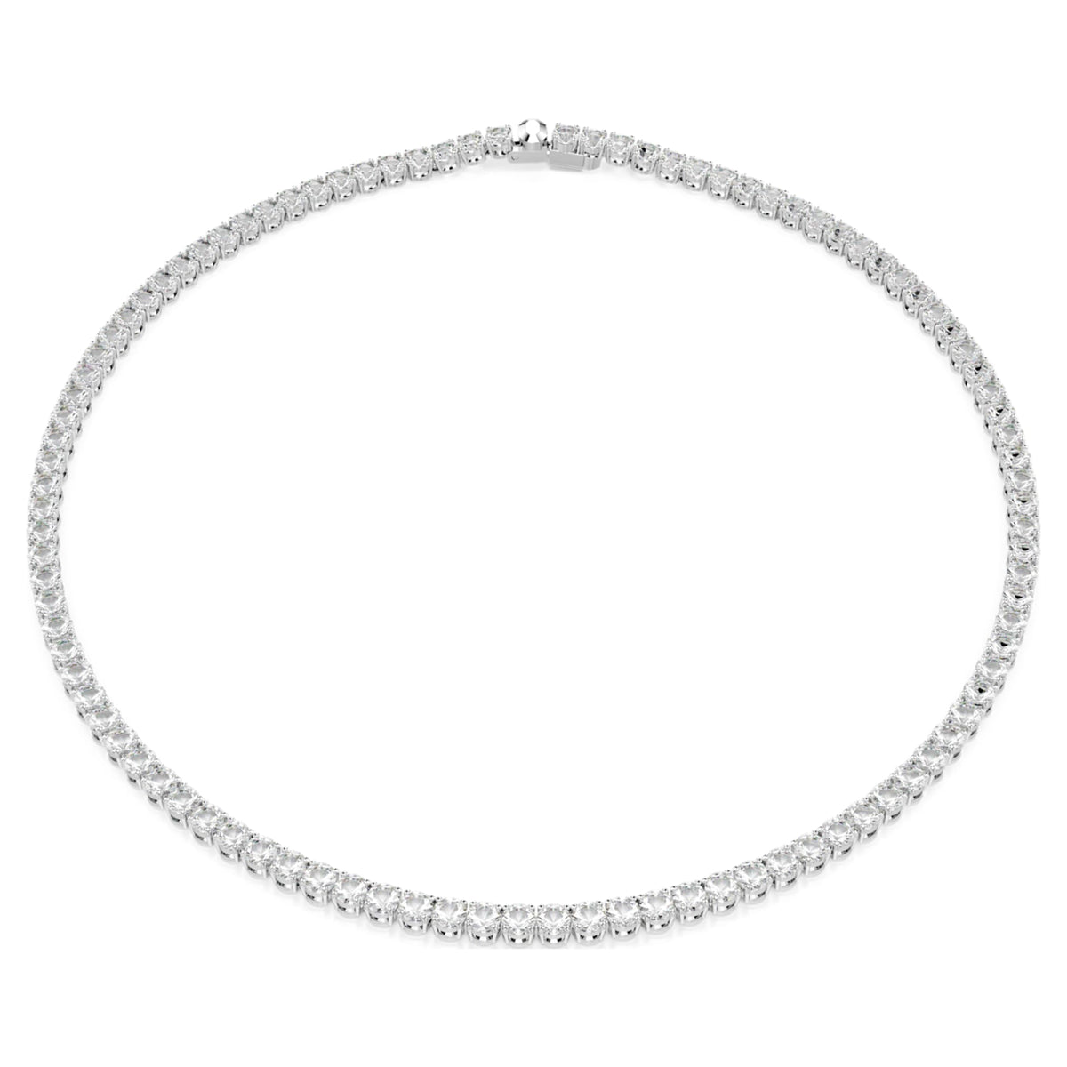 Swarovski Matrix Tennis necklace with white round-cut accents and rhodium plating