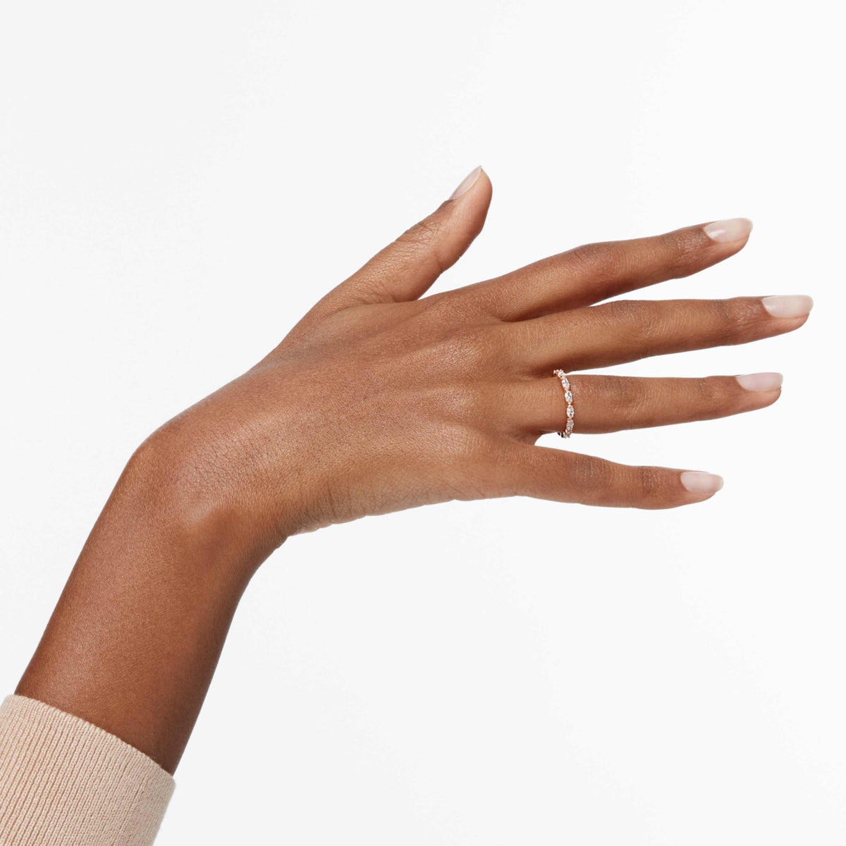 Swarovski Matrix Vittore ring with white marquise-cut accents and rhodium plating