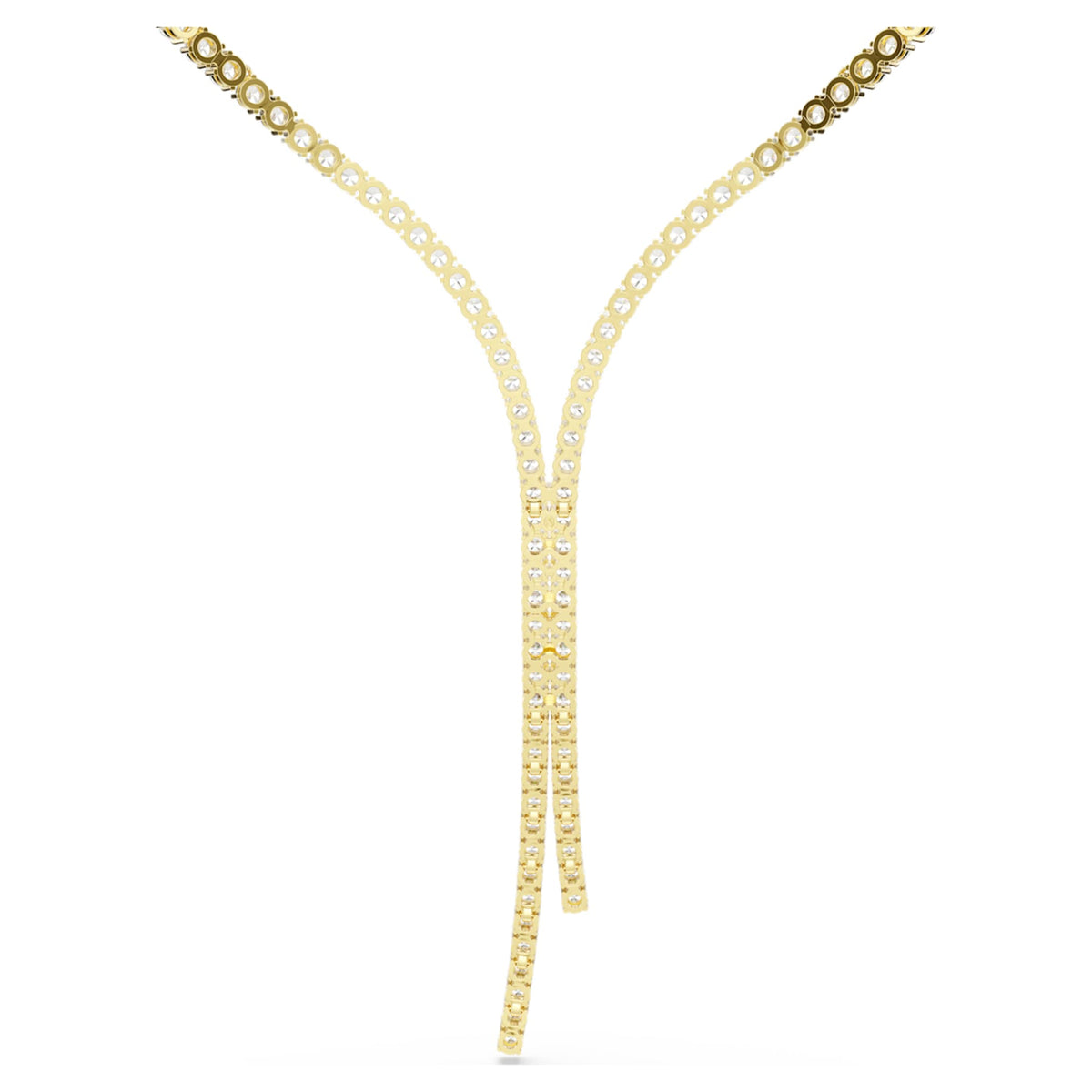 Swarovski Matrix Y necklace Round cut, White, 18K gold finish