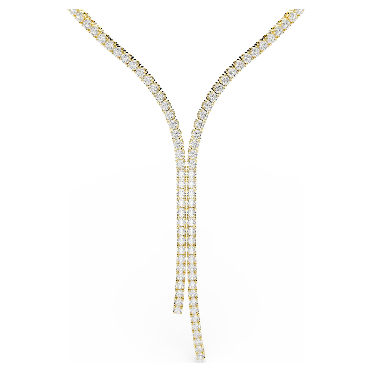 Swarovski Matrix Y necklace Round cut, White, 18K gold finish