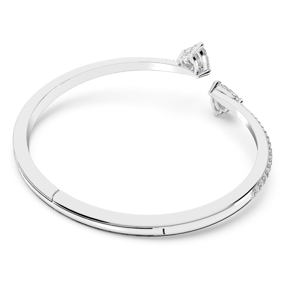 Swarovski Mesmera bangle featuring a heart motif with white accents and rhodium plating