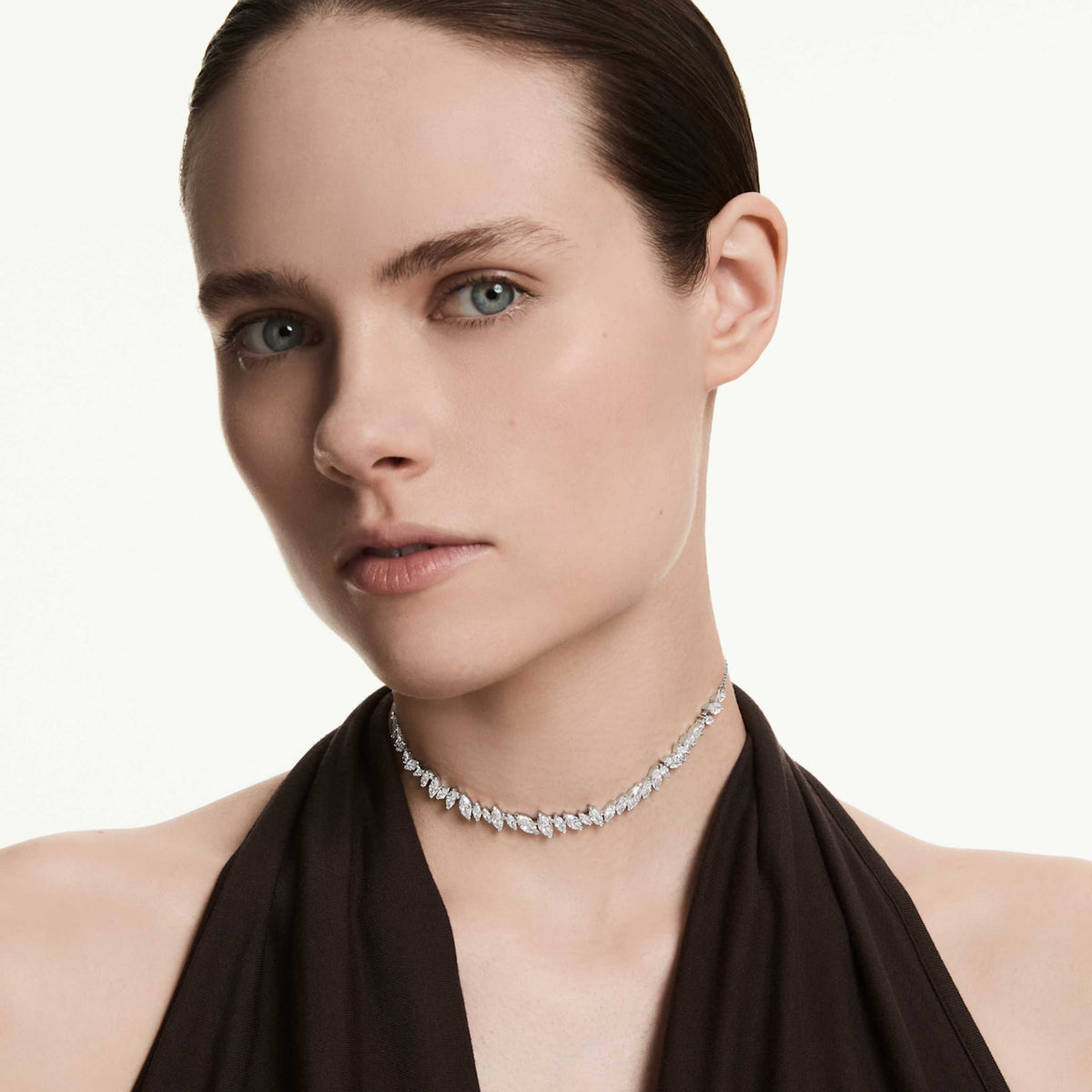 Swarovski Mesmera choker Marquise cut, White, Rhodium plated