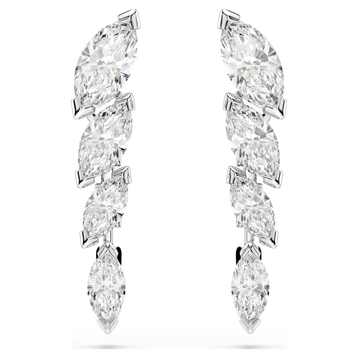 Swarovski Mesmera earrings Marquise cut, White, Rhodium plated