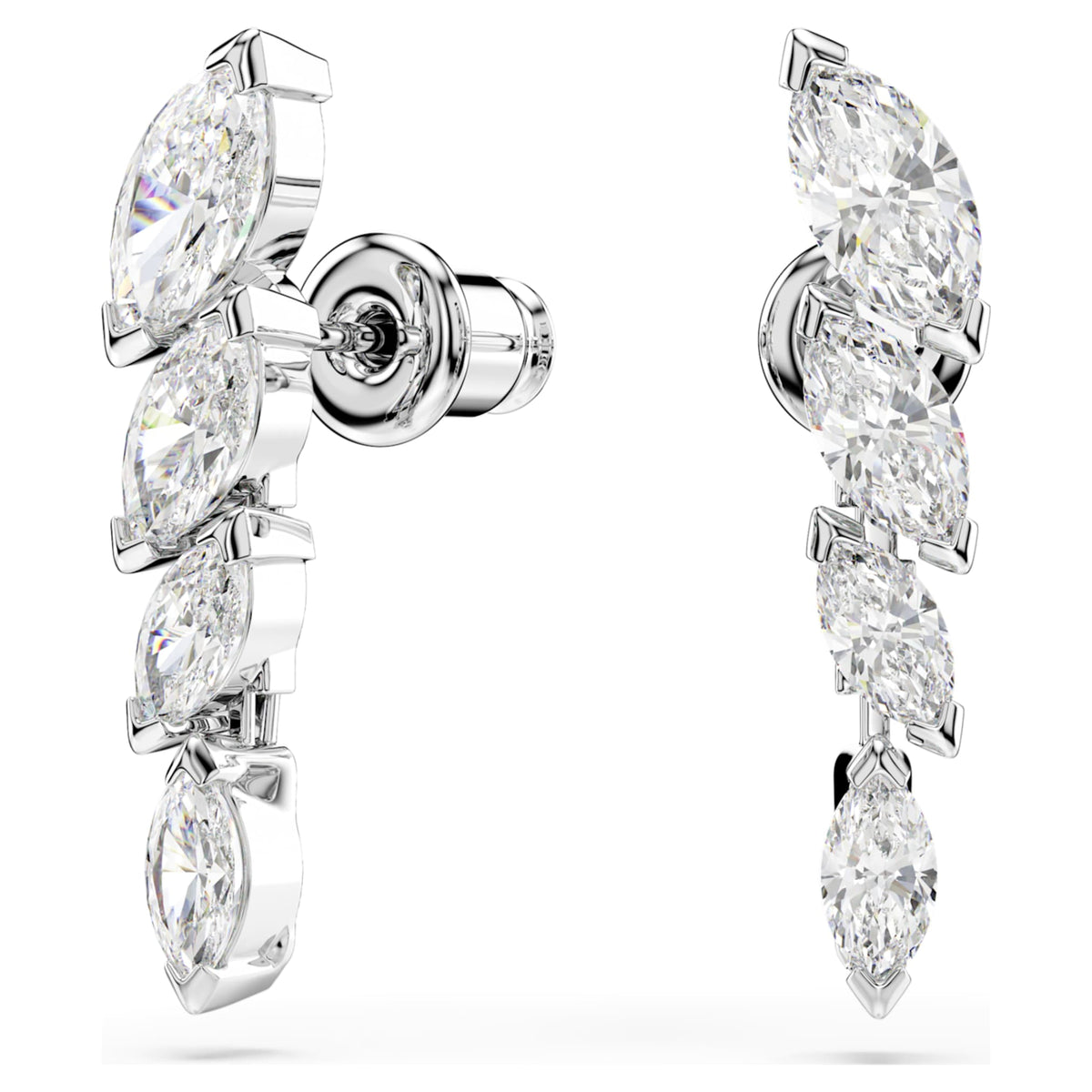 Swarovski Mesmera earrings Marquise cut, White, Rhodium plated