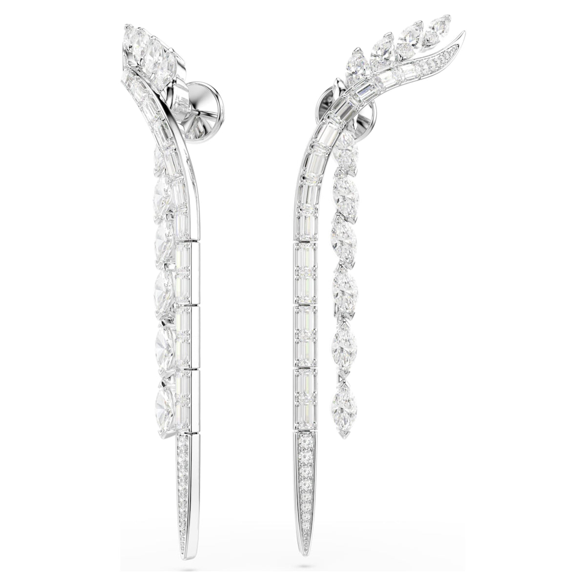 Swarovski Mesmera earrings Mixed cuts, White, Rhodium plated