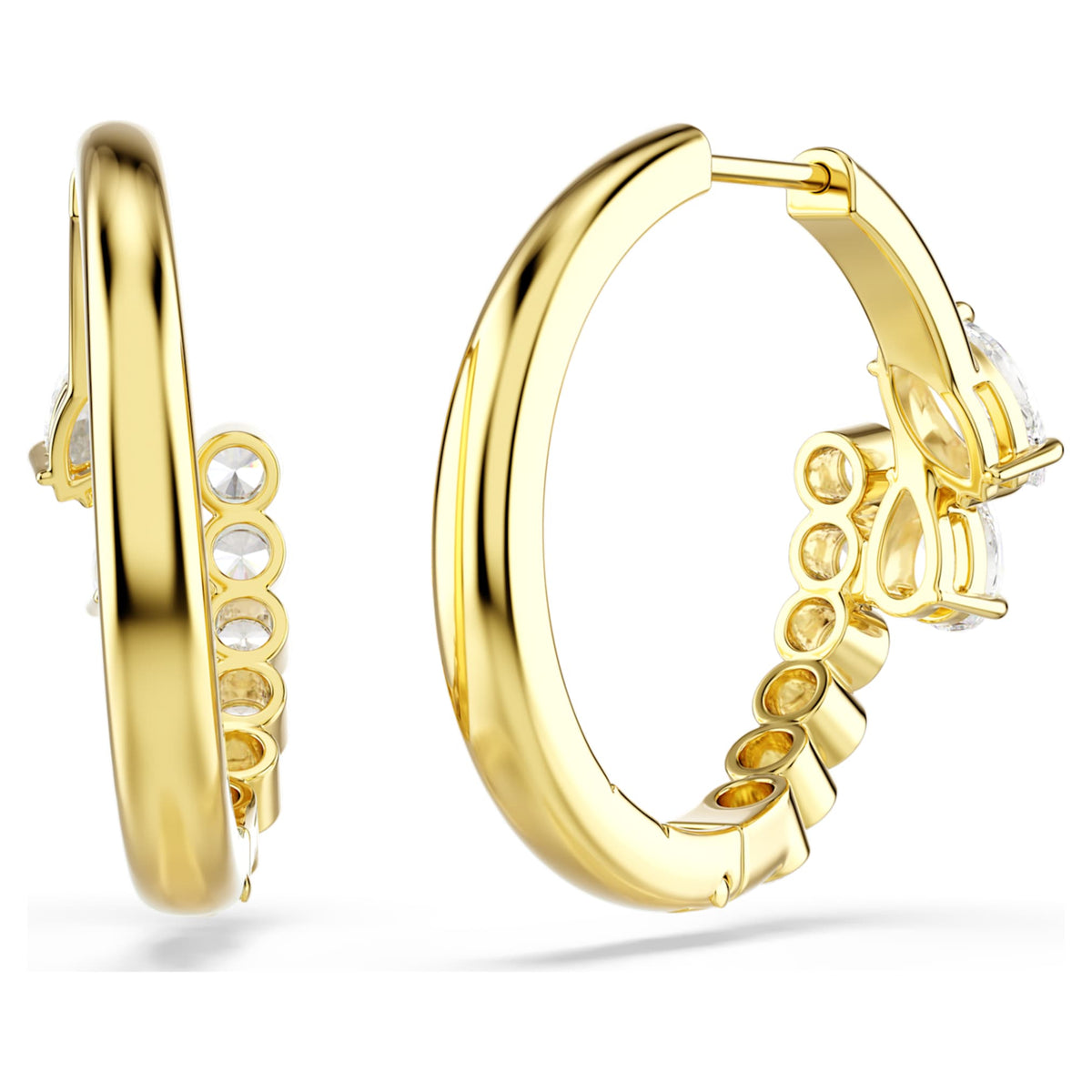 Swarovski Mesmera hoop earrings Mixed cuts, White, 18K gold finish