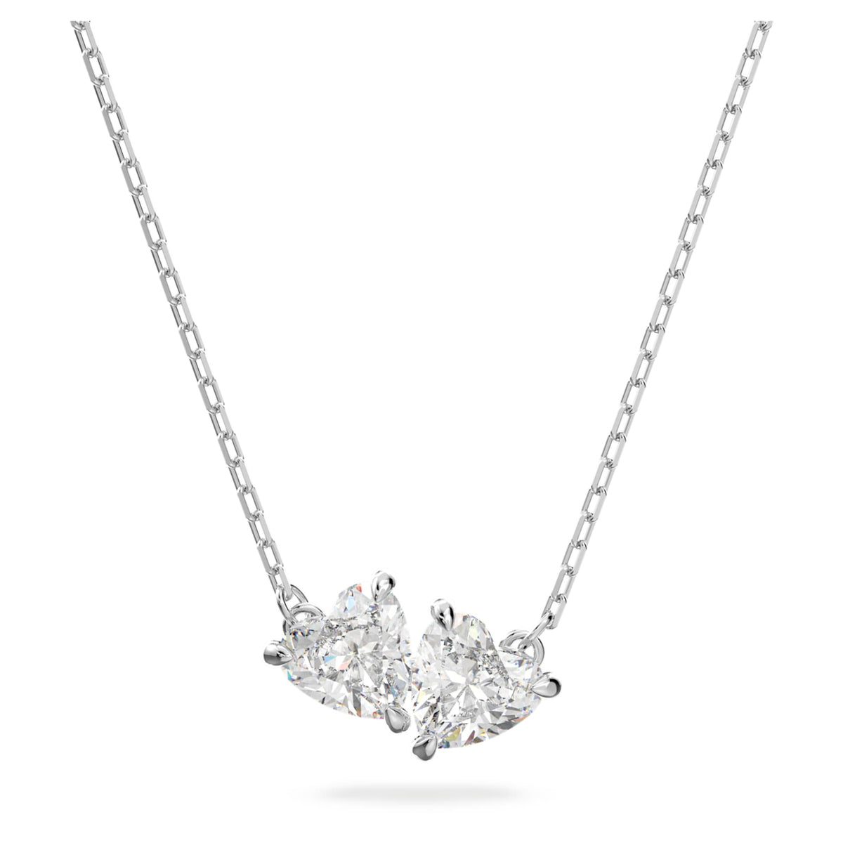 Swarovski Mesmera necklace featuring a heart motif with white accents and rhodium plating