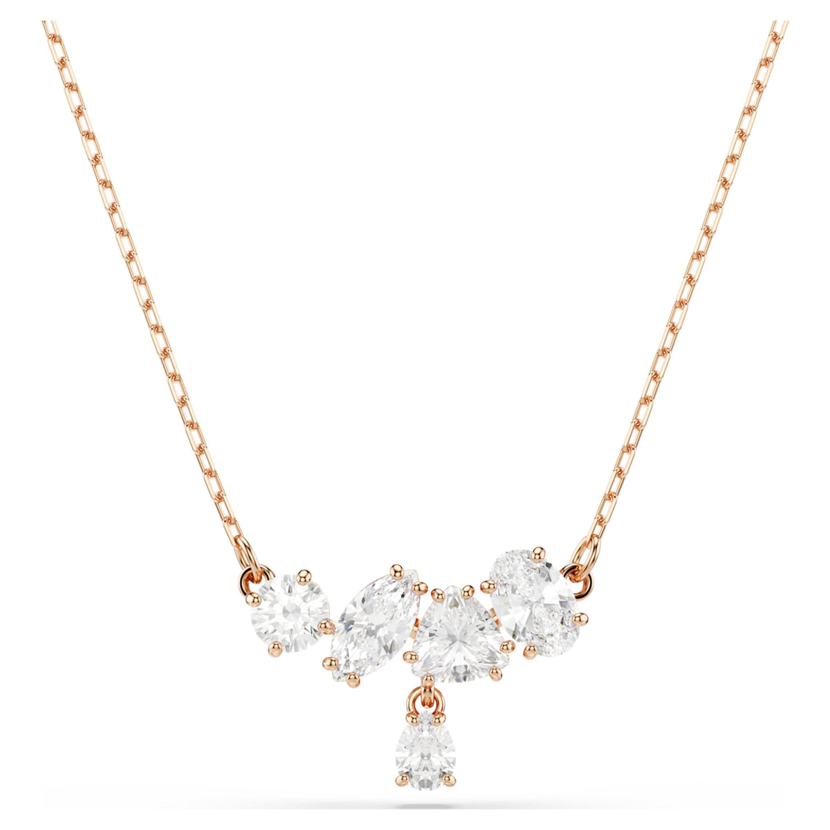 Swarovski Mesmera necklace Mixed cuts, White, 18K rose gold finish