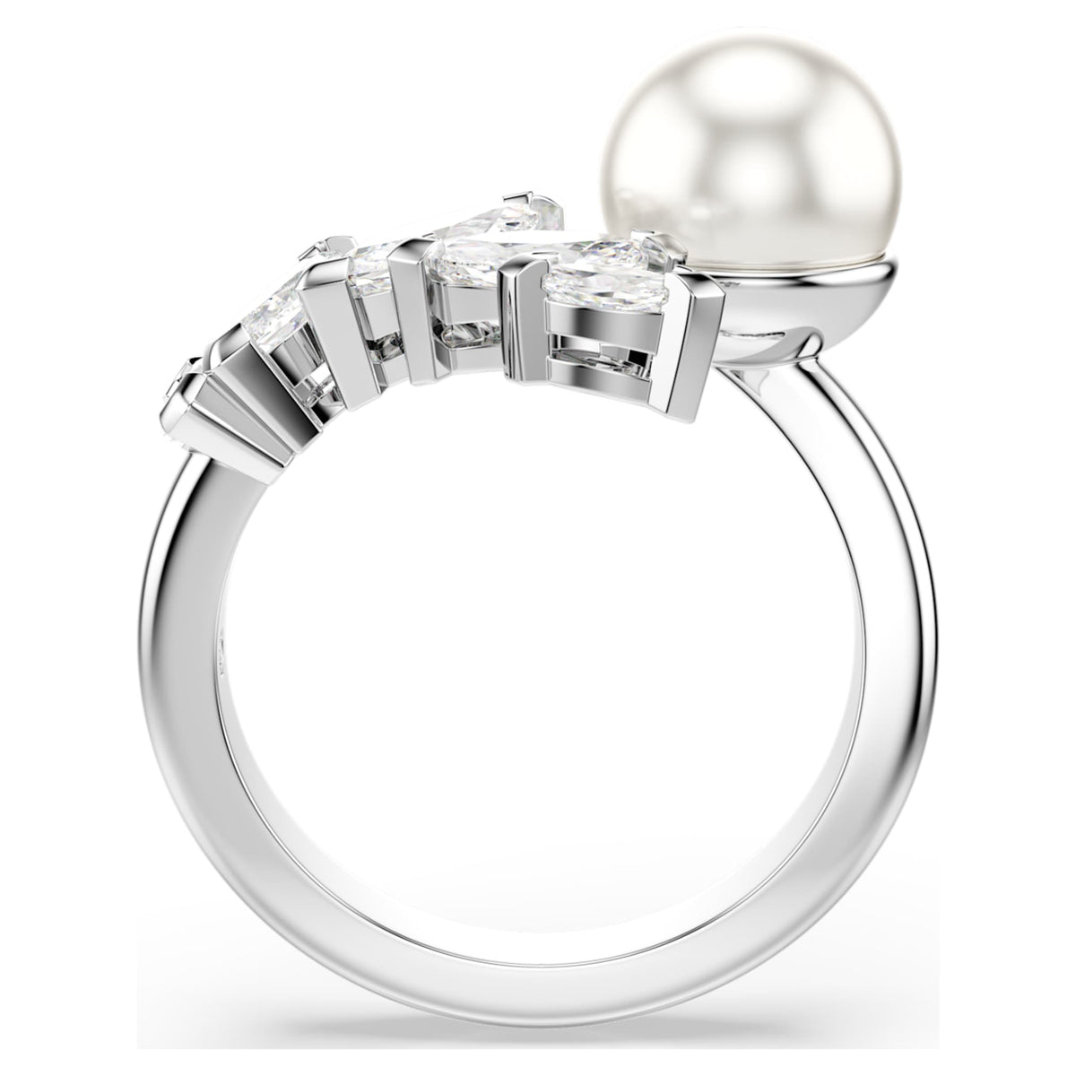 Swarovski Mesmera open ring Crystal pearl, Marquise cut, White, Rhodium plated