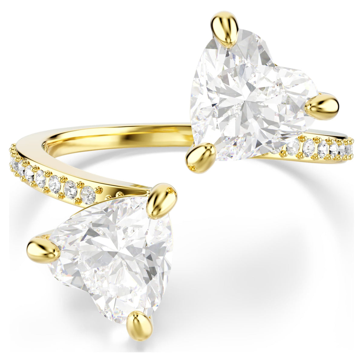 Swarovski Mesmera open ring Heart cut, Pavé, White, 18K gold finish
