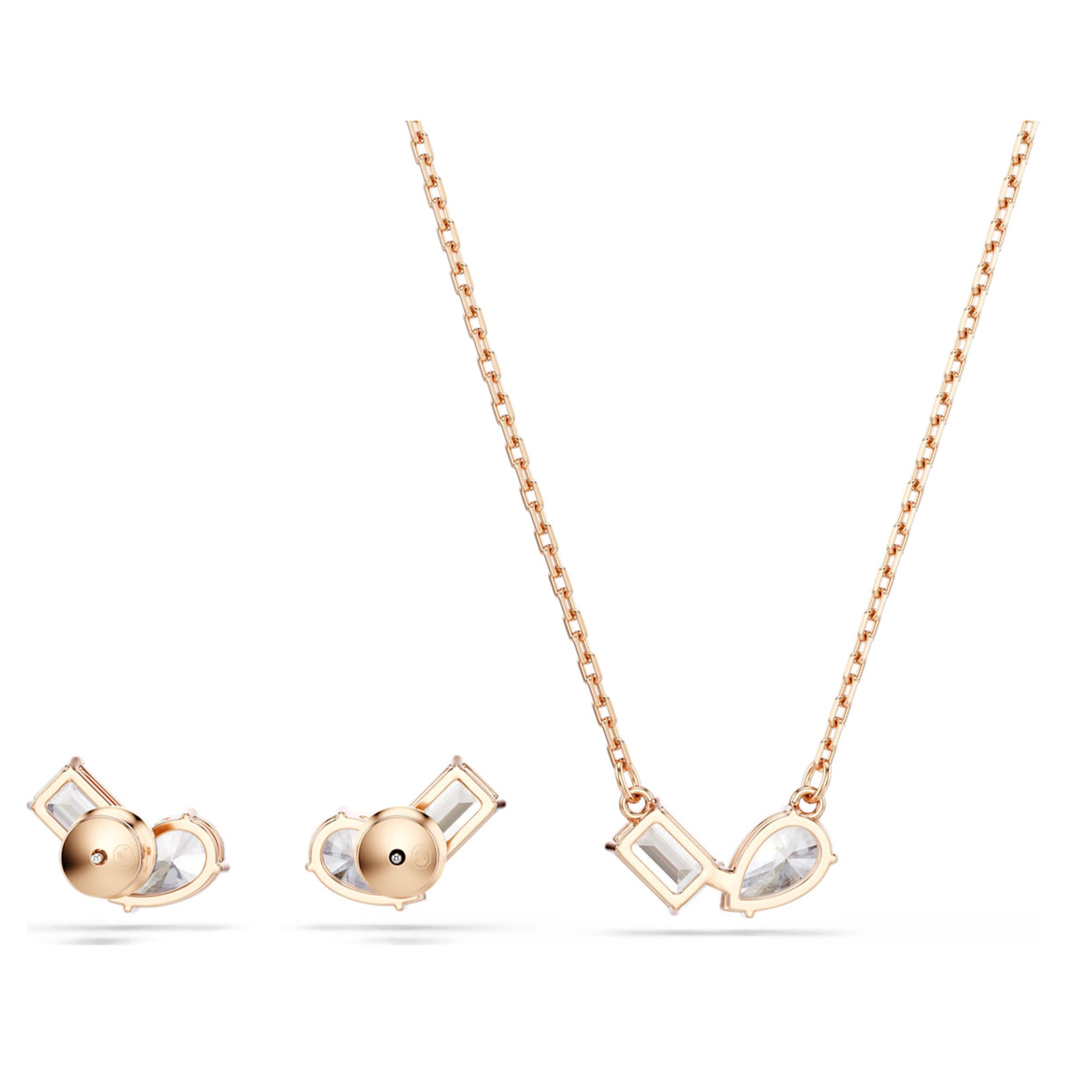 Swarovski Mesmera set Pear cut, Octagon cut, White, 18K rose gold finish
