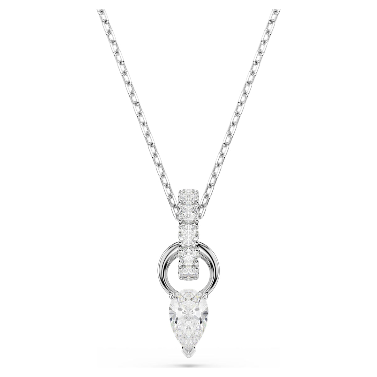 Swarovski Mesmera set Pear cut, Round cut, White, Rhodium plated