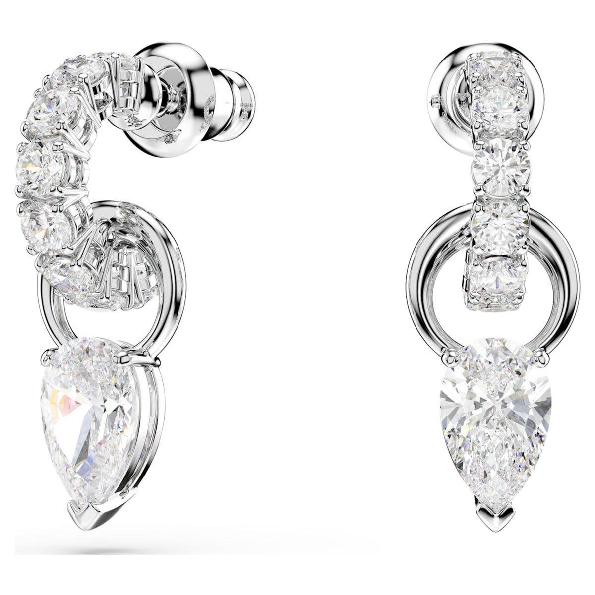 Swarovski Mesmera set Pear cut, Round cut, White, Rhodium plated