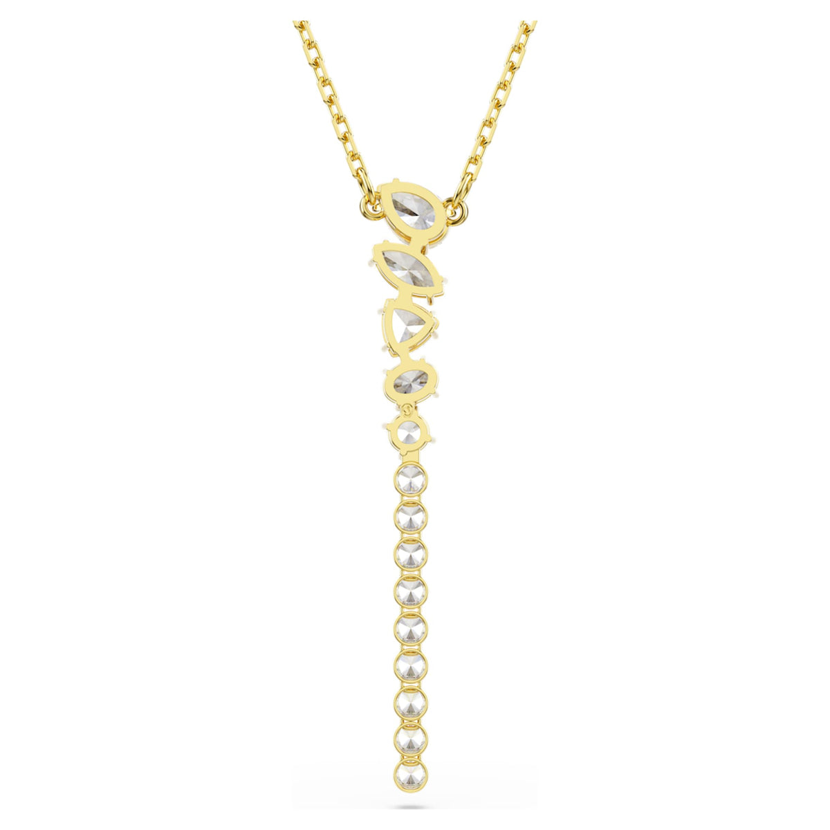 Swarovski Mesmera Y necklace Mixed cuts, White, 18K gold finish