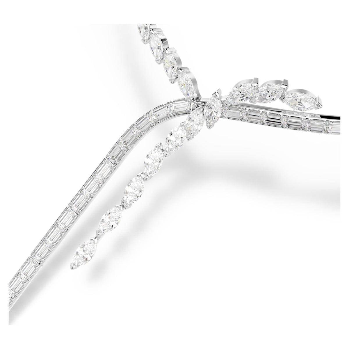 Swarovski Mesmera Y necklace Mixed cuts, White, Rhodium plated