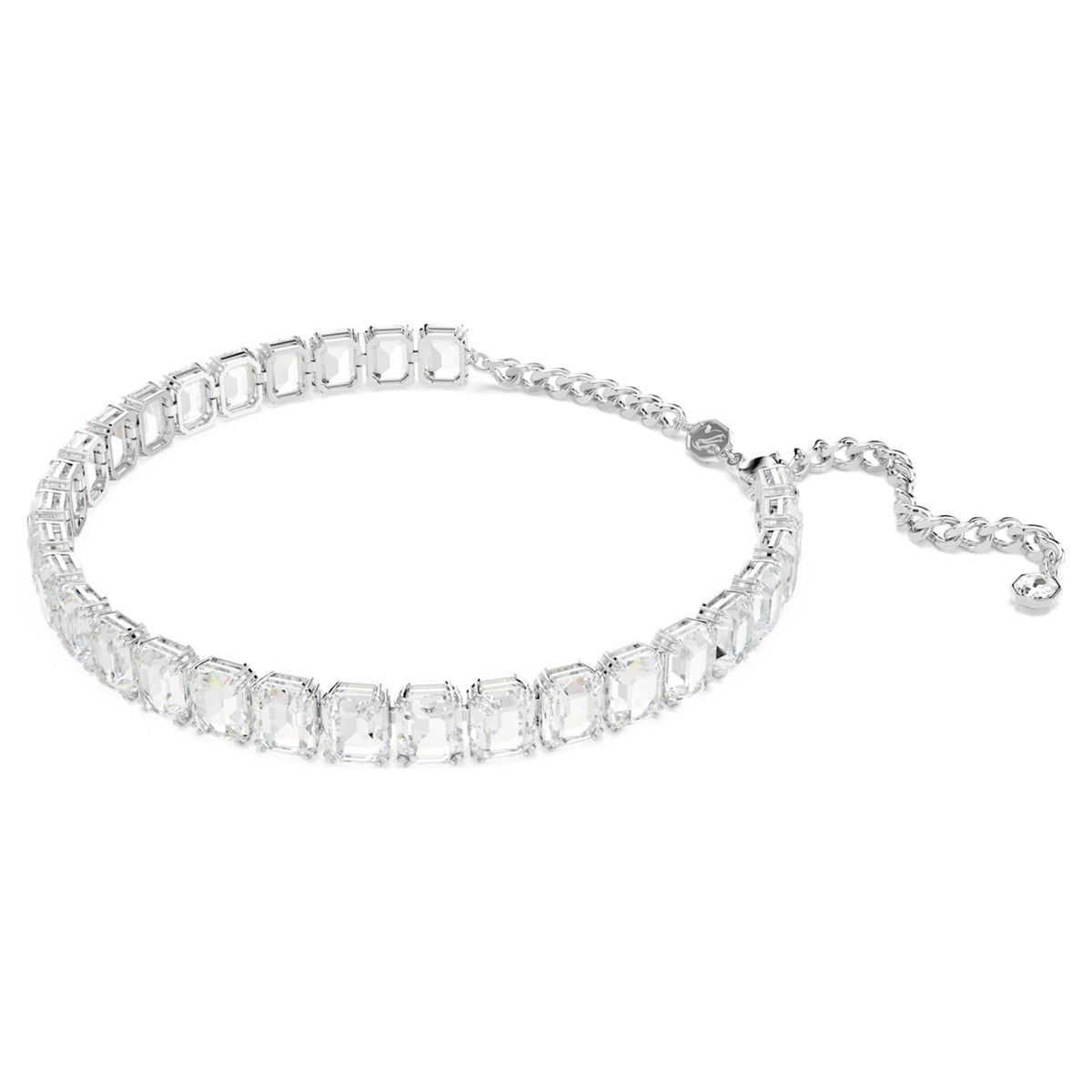 Swarovski Millenia choker with white octagon-cut accents and rhodium plating