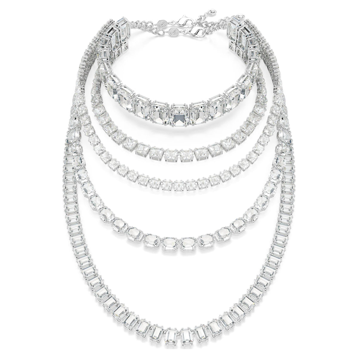 Swarovski Millenia layered necklace with white mixed-cut accents and rhodium plating