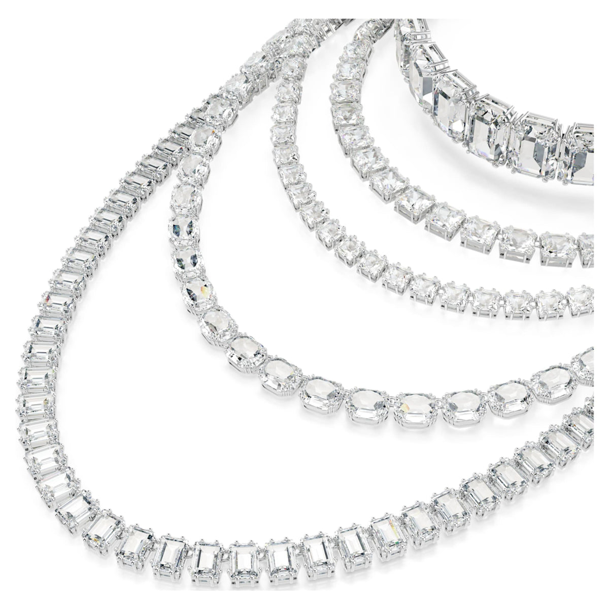 Swarovski Millenia layered necklace with white mixed-cut accents and rhodium plating